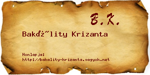 Bakálity Krizanta névjegykártya